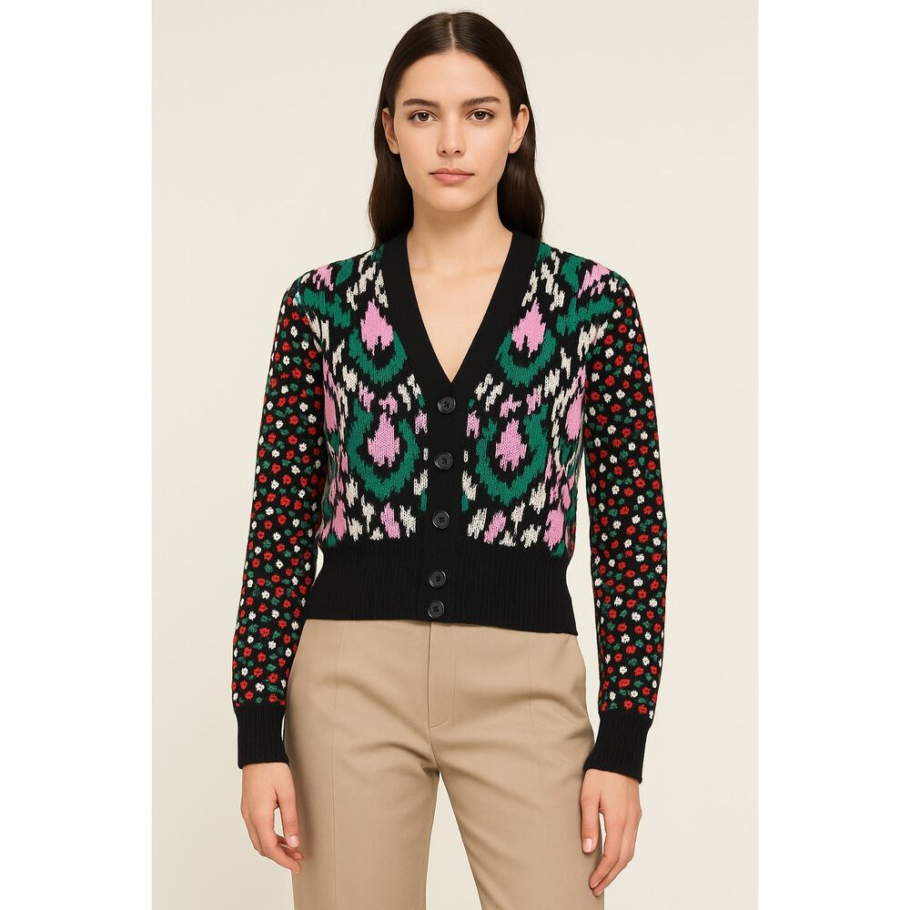 Marni Mix Jacquard Button‎ Front V-Neck Cardigan Sweater Size 40 NWT